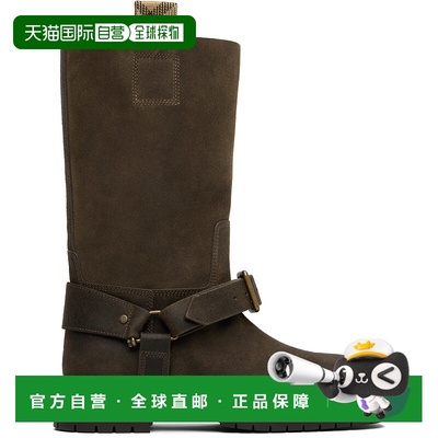 1h可退 潮奢 Burberry 巴宝莉 女士 棕色 Suede Soft Saddle 中筒