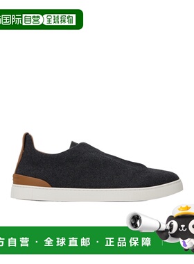 ZEGNA 男士运动鞋 LHUTES7006ZSGS AW2024 杰尼亚 黑色圆头休闲鞋