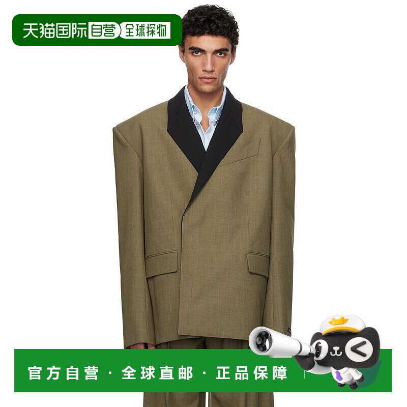 1h可退 潮奢 Mugler 穆勒 男士 卡其色 Contrasted Collar Tailor