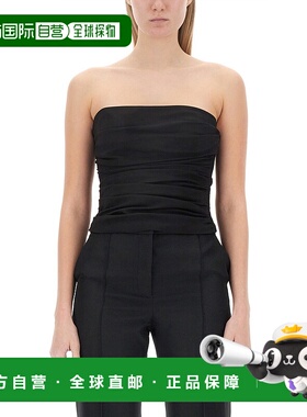 1h可退 MOSCHINO 女士T恤 080487730555 AW2023 黑色 DRAPED TOP