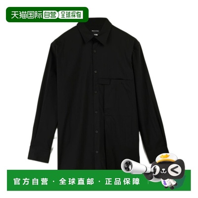 Y-3 男士外套 JI7082 SS2025 黑色 褶皱口袋衬衫