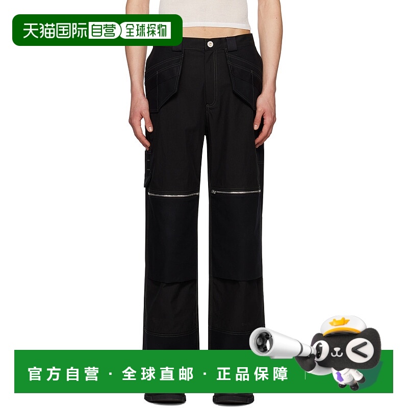 1h可退 潮奢 Dion Lee 男士 黑色 Straight-Leg 工装裤 C2117S23