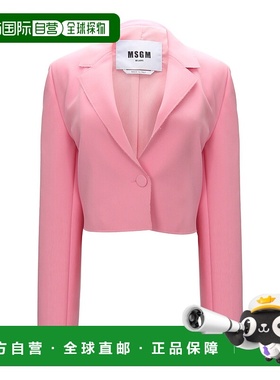 MSGM 女士粉红色西装 翻领长袖短款西装外套