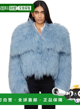 1h可退 潮奢 The Attico 女士 蓝色毛皮飞行员夹克 260WCB00081LB