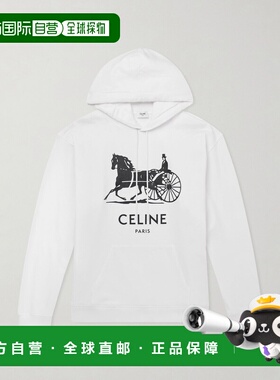 潮奢 Celine 思琳 男士 徽标印花棉针织连帽衫 RY0U1510Z