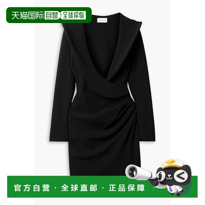 1h可退 潮奢 magda butrym 女士 裹式垂褶羊毛混纺绉纱迷你连衣裙