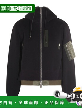 潮奢 Sacai 女士 斜紋連帽衫 SCW344 black黑色 舒适时尚