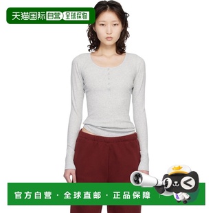 1h可退 潮奢 SKIMS 女士 灰色 Cotton Rib Scoop Neck 亨利衫 LSL