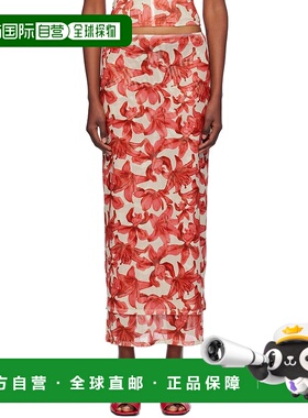 1h可退 潮奢 Miaou 女士 米色 & 红色 Topanga 半身裙 4064PM2OAL