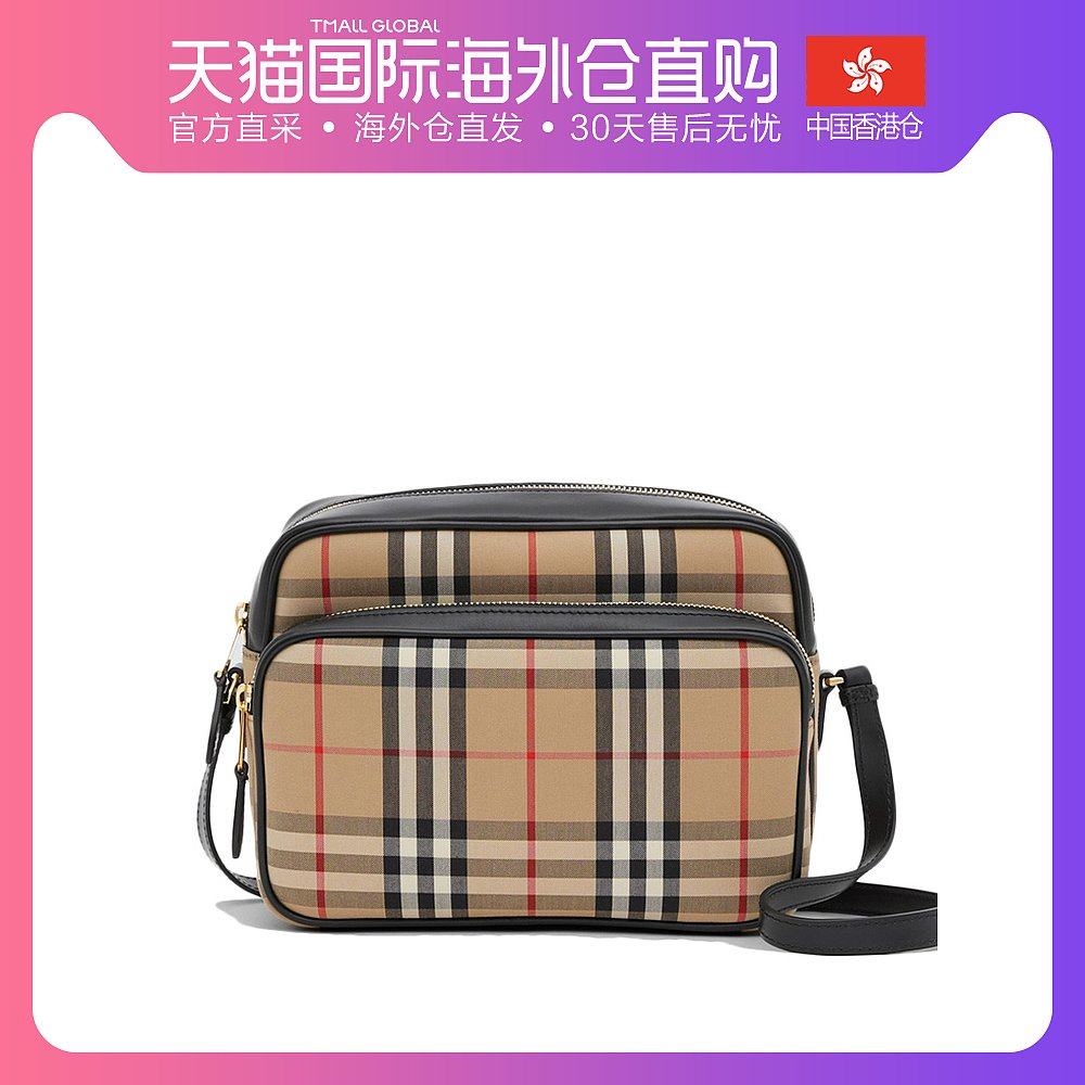 香港直邮BURBERRY 博柏利 男士格纹相机包单肩包斜挎包