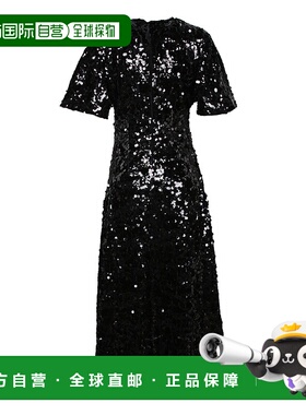 GANNI 女士连衣裙 T4044099 SS2025 黑色 Short-sleeve midi dres