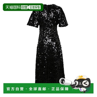 SS2025 黑色 Short GANNI midi T4044099 sleeve dres 女士连衣裙