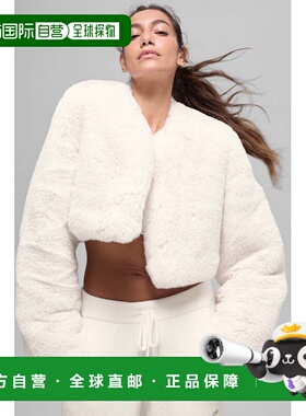 alo yoga Faux Fur Chic Cropped Jacket 长袖舒适圆领短款皮草 w