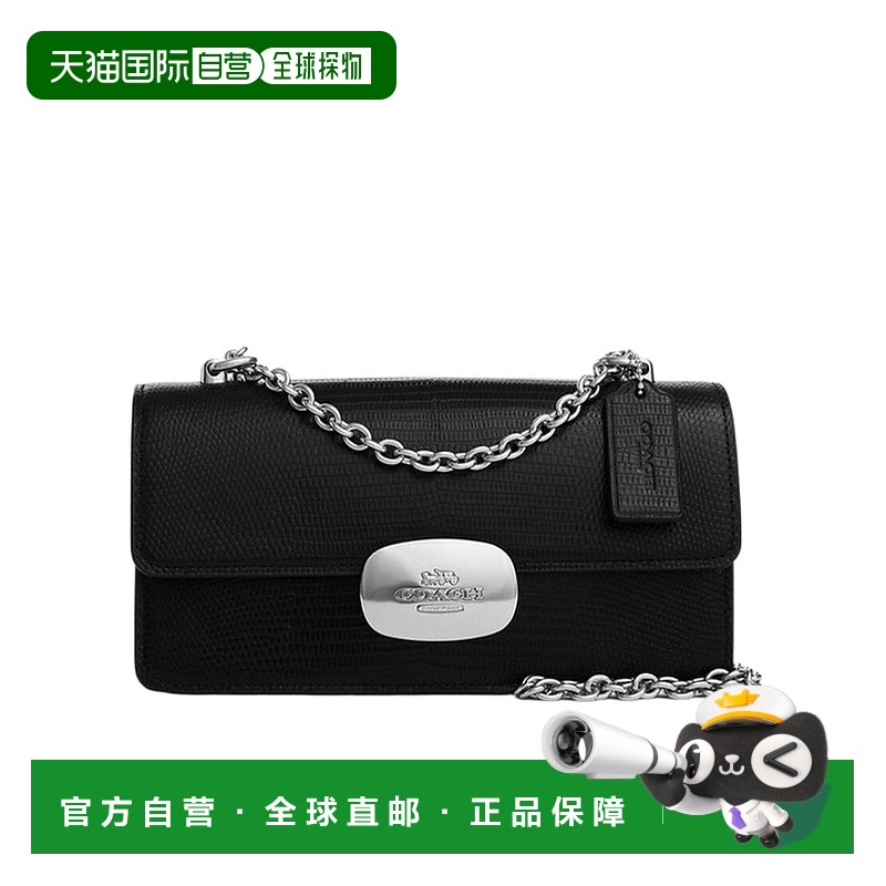 1h可退 COACH 女士斜挎包 CR106SVBK SS2024 黑色 Eliza 翻盖斜挎
