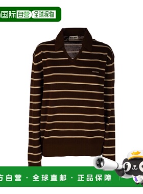 1h可退 潮奢 Miu Miu 缪缪 女士 条纹针织Polo毛衣 MML03E183M