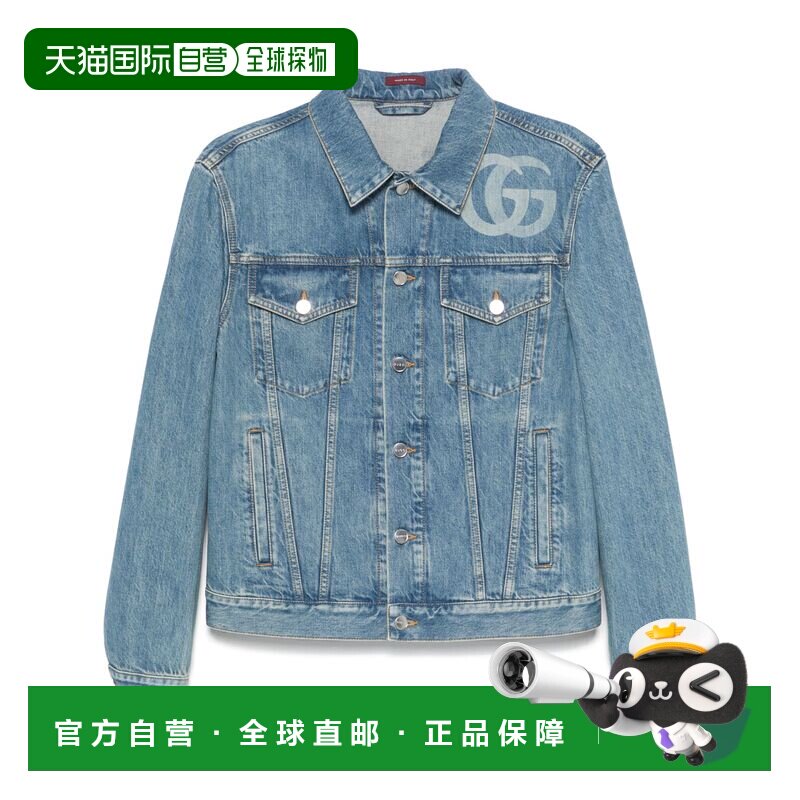 GUCCI 男士夹克 815625XDC6W4492 SS2026 蓝色 激光印花双G牛仔夹