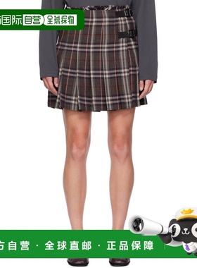 1h可退 潮奢 Burberry 巴宝莉 女士 灰色 Check Wool Mini Kilt