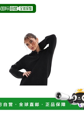 1h可退 潮奢 New Look 纽洛克 女士 针织半拉链迷你连衣裙(黑色)