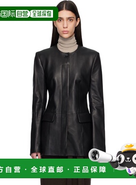 toteme 女士 黑色无领皮革夹克 252WRO0192LE0127BLACK001