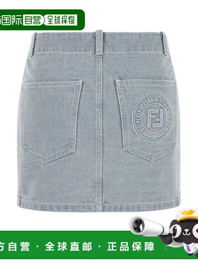 FENDI 女士半身裙 FLQ594ASMBF1RX3 SS2025 灰色 MINI DENIM LOGO