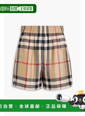 潮奢 Burberry 巴宝莉 女士 格纹斜纹丝绸短裤 TAWNEY134976COMPO