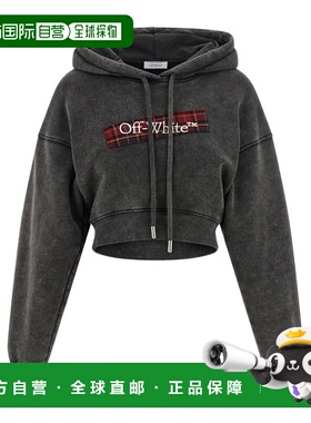 1h可退 潮奢 off-white 女士 灰色 Bookish Crop Logo 连帽衫 OWB