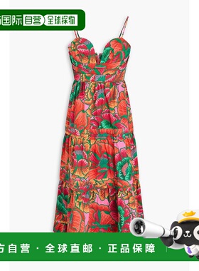 1h可退 潮奢 FARM RIO 女士 层叠印花棉质中长连衣裙 317744BEADE