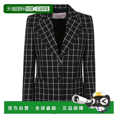 1h可退 潮奢 Valentino 华伦天奴 女士 格紋單排扣夾克 6B3CE4109