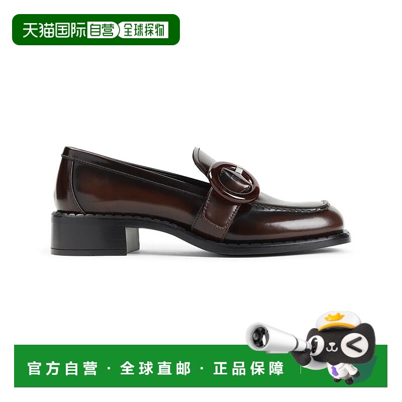 1h可退 PRADA 女士芭蕾乐福鞋 1D979NF035P390038 SS2025 棕色
