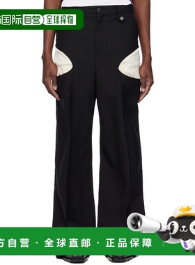 1h可退 潮奢 EGONLAB. 男士 黑色 Openwork 长裤 SS25PT002休闲裤