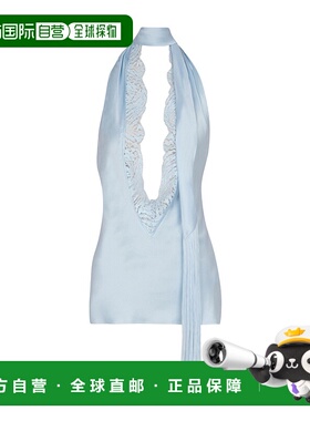 BALMAIN 女士围巾 FF1AG700MH406DR AW2025 蓝色 露背流苏缎面上