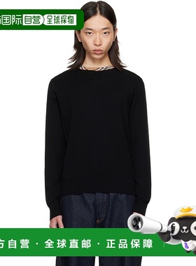 1h可退 潮奢 Burberry 巴宝莉 男士 黑色 Check Trim Wool 毛衣 8