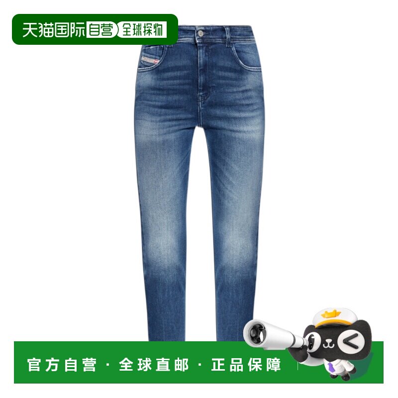 1h可退 DIESEL 女士牛仔裤 A0359809N1301 SS2026 蓝色 腰带环牛