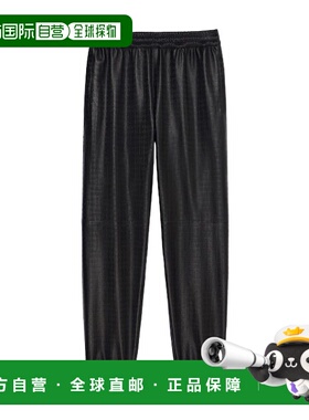 GIVENCHY 男士休闲裤 BM519J6Y2A001 AW2023 黑色 4G 皮质慢跑休