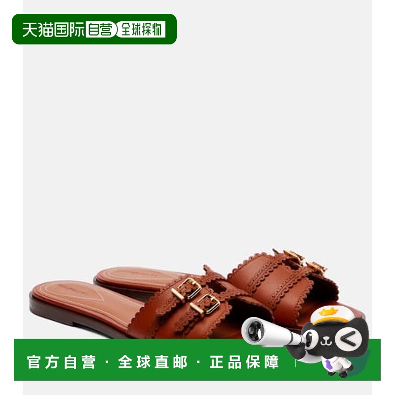 1h可退 潮奢 ZIMMERMANN 女士 Goldie 皮质凉拖 brown棕色 舒适时