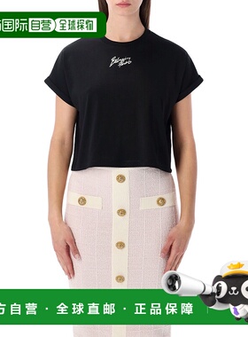 BALMAIN 女士针织衫 GF1EE005BD40EAB SS2026 黑色 CROPPED TSHIR