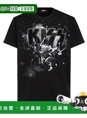 DSQUARED2 男士T恤 S78GD0105D20035900 CO 黑色 KISS CIGARETTE