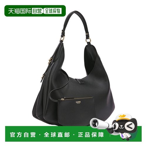1h可退 GANNI 女士单肩包 A6994099 AW2025 黑色 Kat Large Shoul