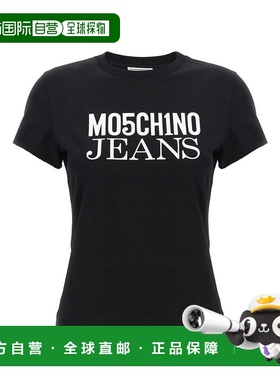 MOSCHINO 女士T恤 070432293555 SS2025 黑色 Logo Print T-Shirt