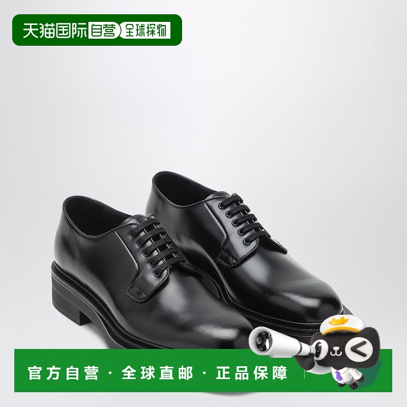 1h可退 潮奢 Prada 普拉达 男士 黑色亮面皮质绑带鞋 2EE404G000Z