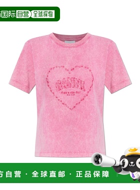 GANNI 女士T恤 T43193683514 AW2025 粉红色 T-shirt with embroi