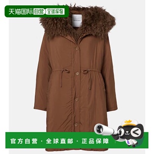 1h可退 潮奢 YVES SALOMON 女士 Doudoune 皮毛饰边羽绒服鹅绒