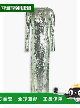 1h可退 潮奢 GALVAN 女士 剪口珠片薄纱睡裙 DR0224SEQUIN044SEAG