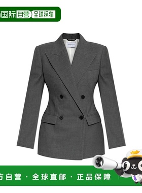 GIVENCHY 女士西服 BW30KW14FU030 AW2025 灰色 羊毛双排扣西装外