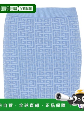 BALMAIN 女士半身裙 EF1LB004KI02SPB SS2025 蓝色 针织半身裙