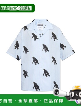 1h可退 MOSCHINO 男士衬衫 251ZZA022602581303 SS2025 蓝色