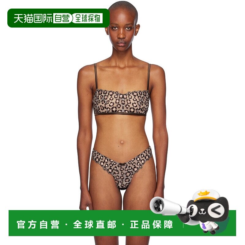 1h可退 潮奢 Fleur Du Mal 女士 棕色 Leopard Embroidery Boned