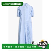 潮奢 布朗 Thom 1h可退 Browne 汤姆 女士 褶裥条纹棉质府绸中长