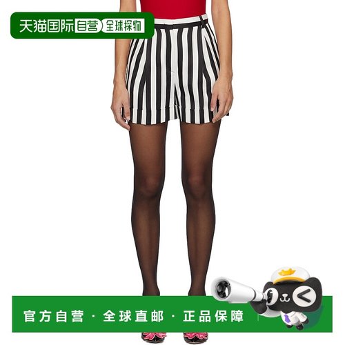 1h可退 潮奢 Moschino 莫斯奇诺 女士 黑色 & 白色条纹短裤 03340