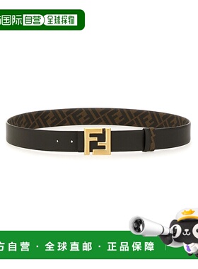 FENDI 男士腰带 7C0541ASIWF1S9U AW2025 黑色 FF SQUARED LEATHE